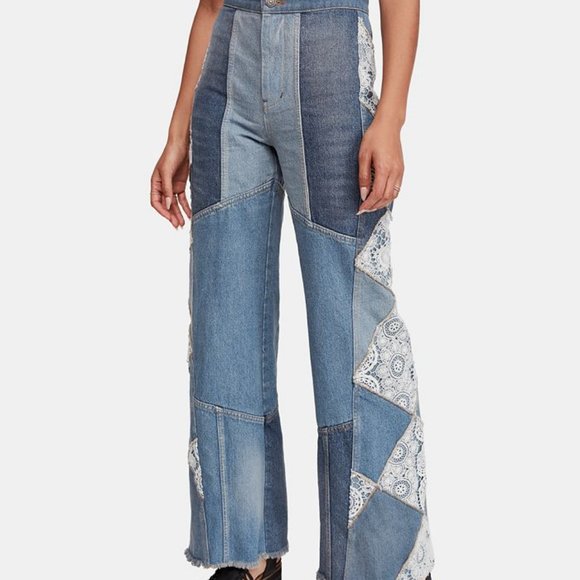 Free People Denim - We the Free Free People In My Element patchwork crochet jeans